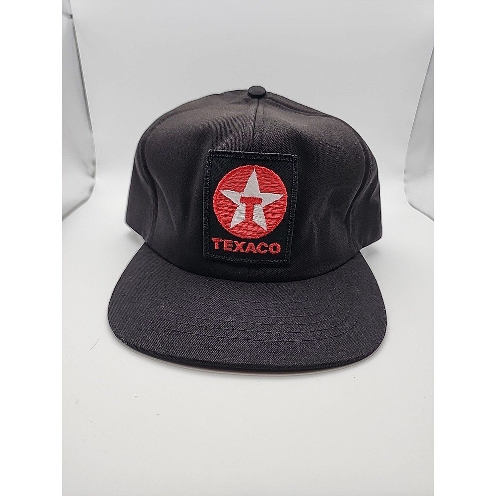 Vintage Texaco Embroidered Patch Black Trucker Hat Cap Insulated USA Snap Back - Picture 14 of 14
